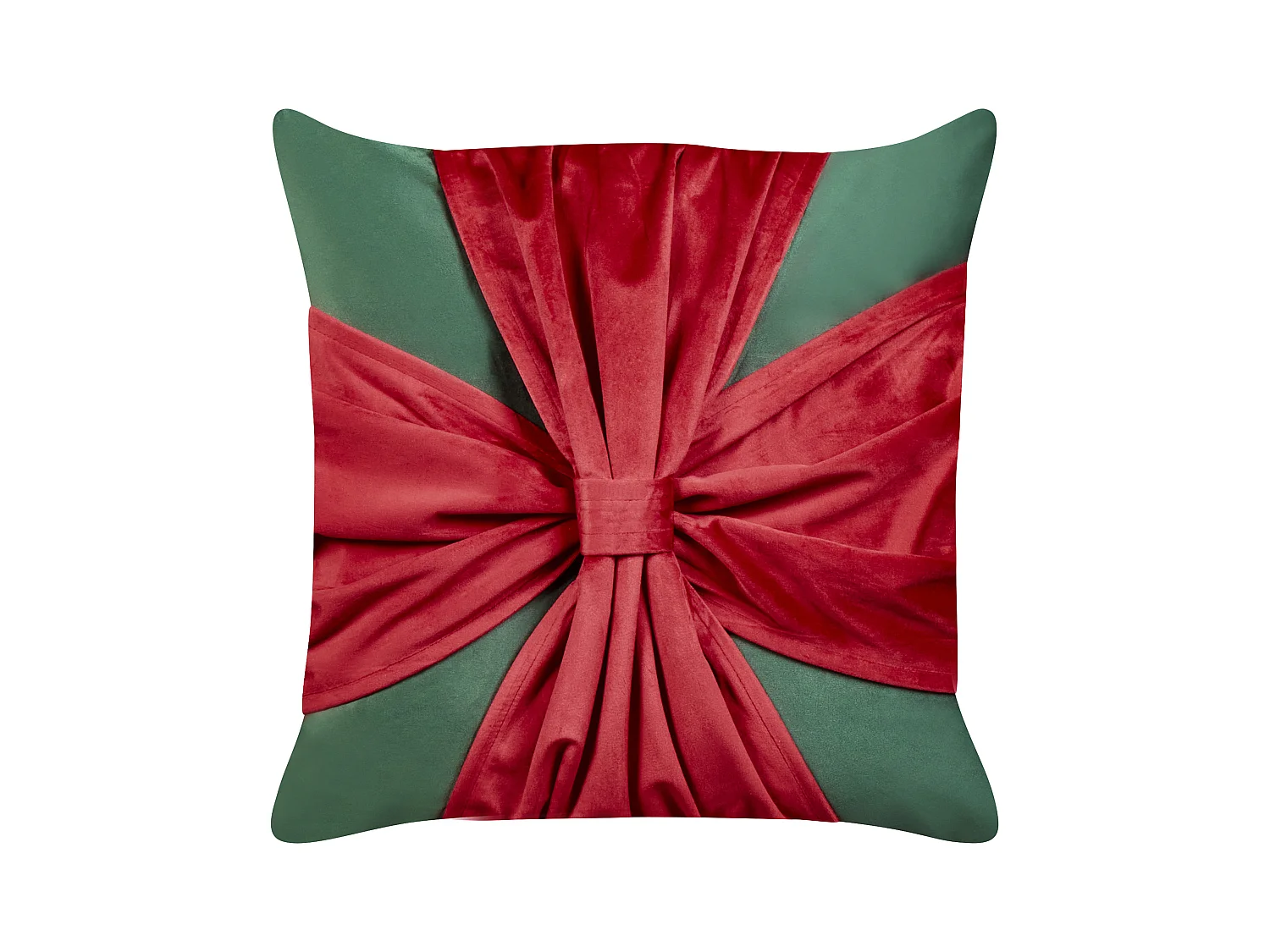 Kissen 2er Set Samt grün/rot Weihnachtsmotiv Geschenk-Optik 45x45 cm Marshmallow