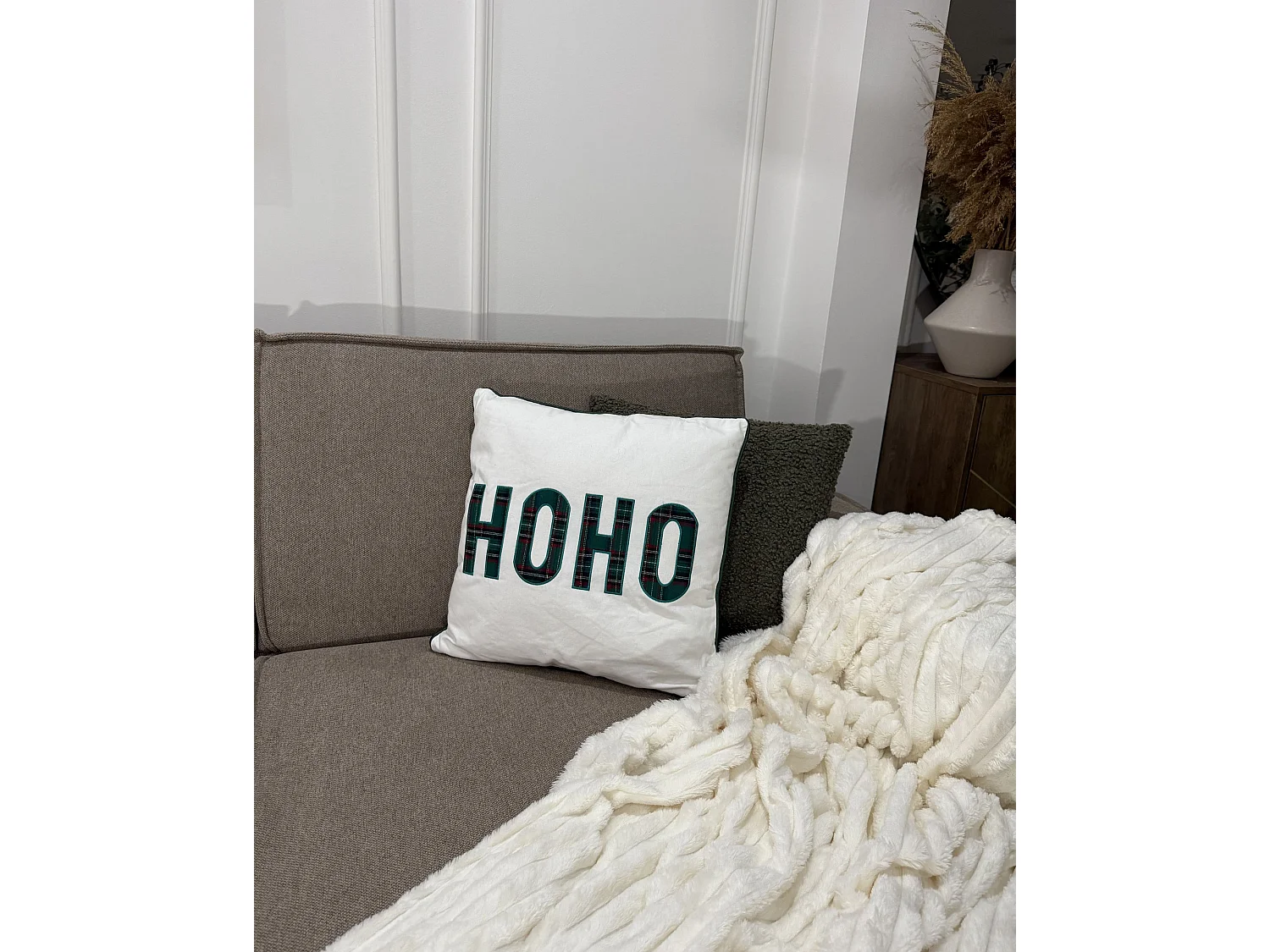 Dekokissen 2er Set JOYCANDY Baumwolle 45 x 45 cm Weiss Weihnachtsmotiv