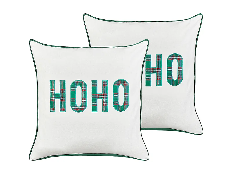 Set di 2 cuscini JOYCANDY Cotone 45 x 45 cm Bianco Modello natalizio