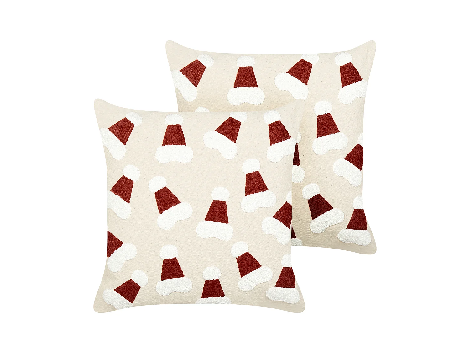 Conjunto de 2 almofadas decorativas SUGARPLUM Algodão 45 x 45 cm Creme claro Padrão natalicio