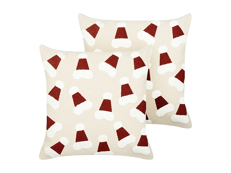 Set van 2 decoratieve kussens SUGARPLUM Katoen 45 x 45 cm Lichtbeige Kerst patroon