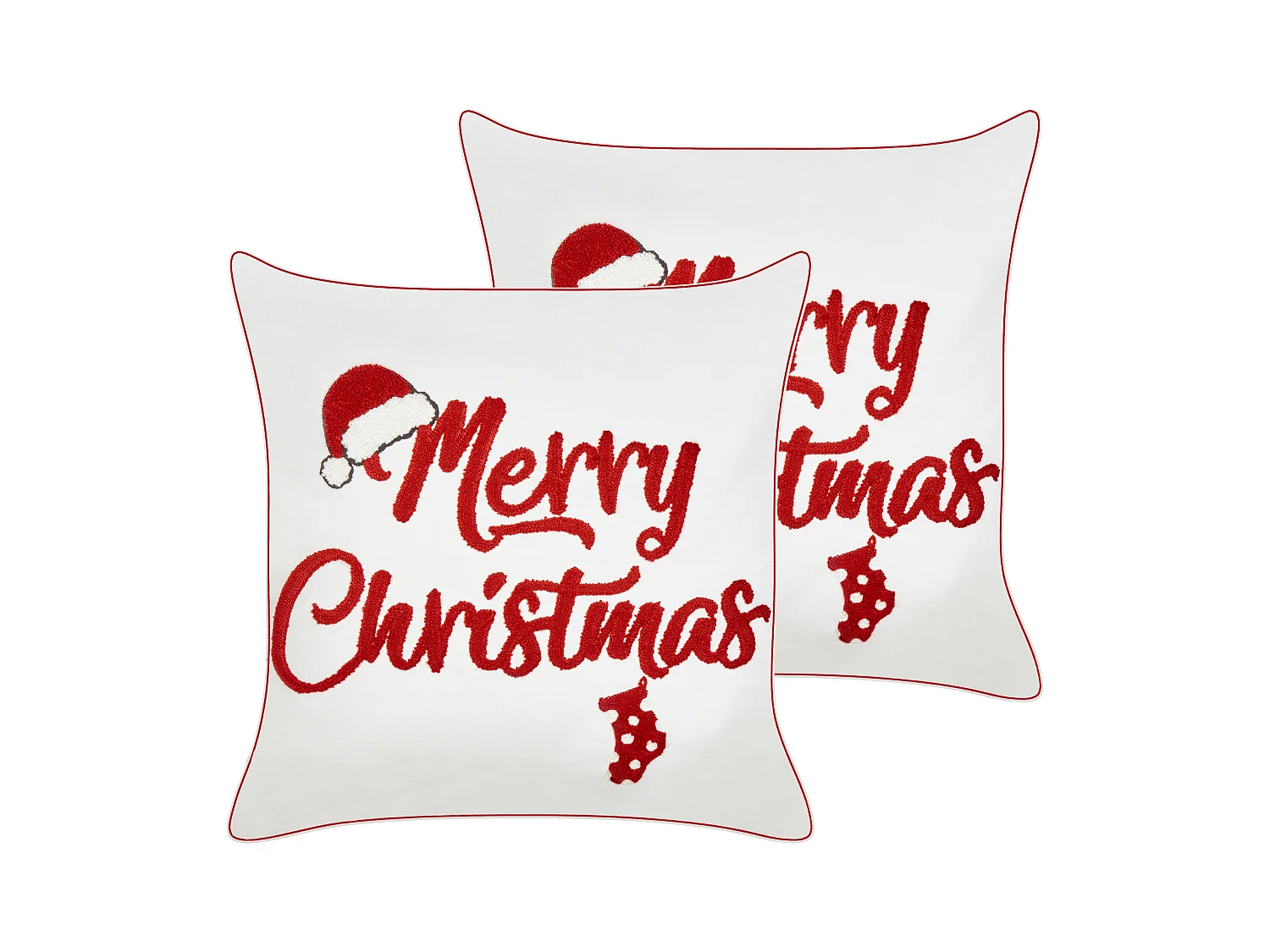 Lot de 2 coussins décoratifs PIZZELLE Coton 45 x 45 cm Blanc cassé Motif de Noël