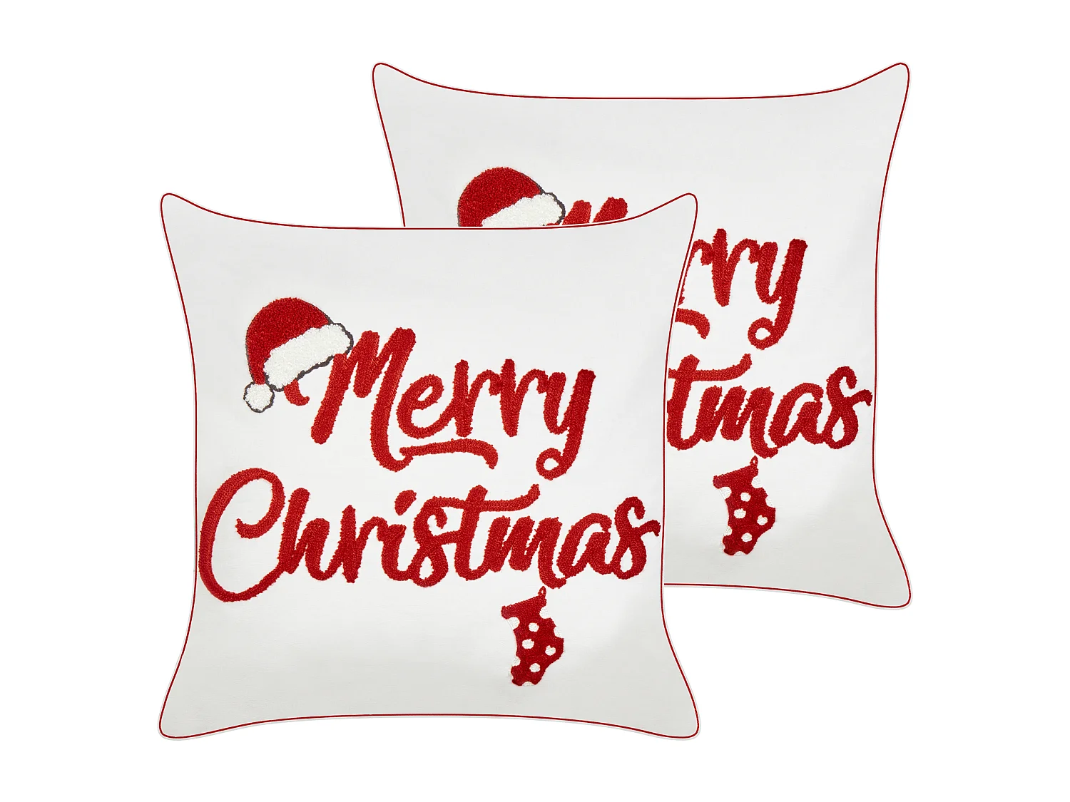 Lot de 2 coussins décoratifs PIZZELLE Coton 45 x 45 cm Blanc cassé Motif de Noël