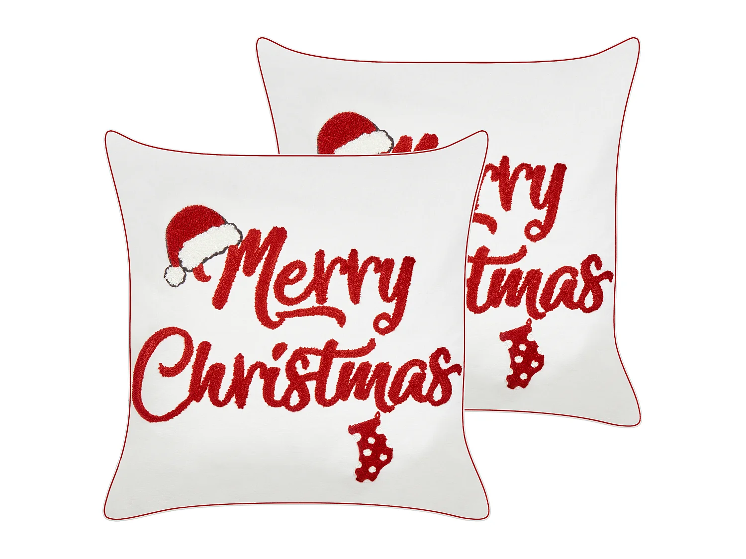 Lot de 2 coussins décoratifs PIZZELLE Coton 45 x 45 cm Blanc cassé Motif de Noël