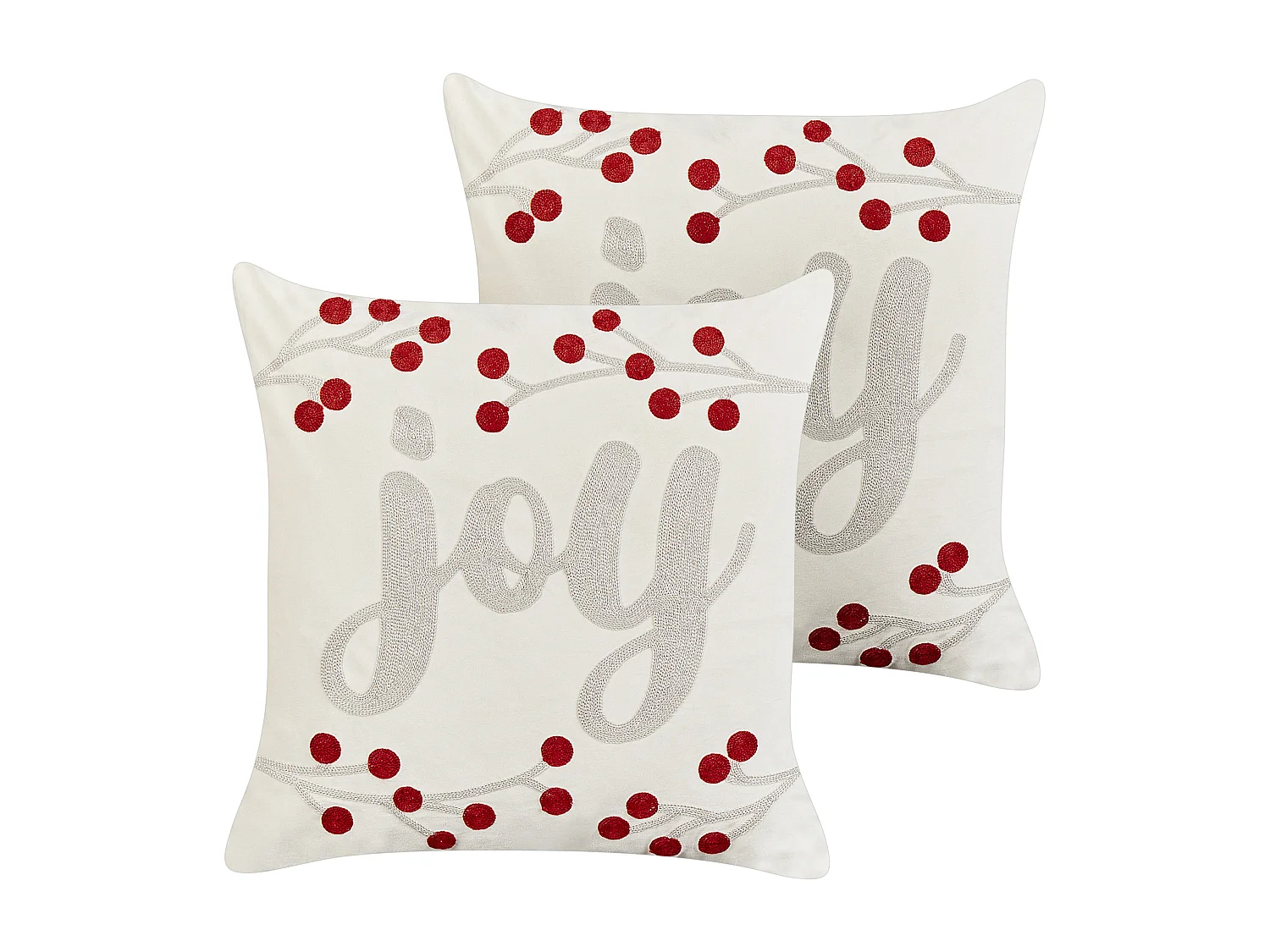 Set van 2 decoratieve kussens PRALINE Fluweel 45 x 45 cm Wit Kerst patroon