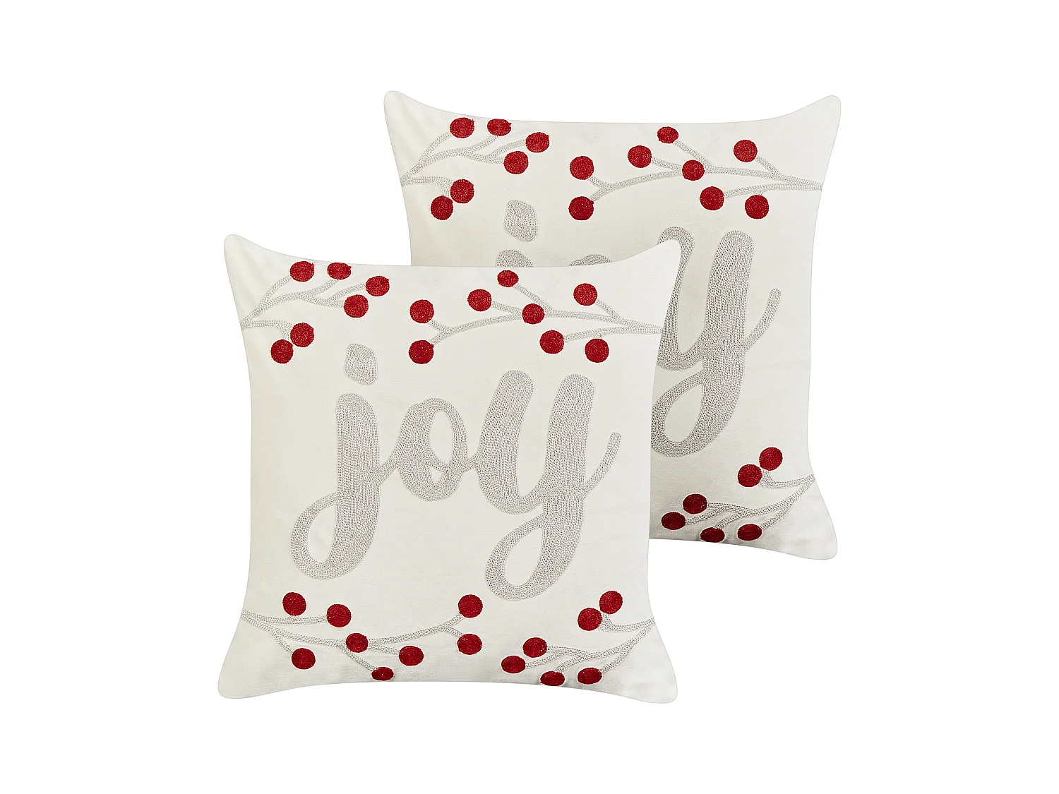 Set van 2 decoratieve kussens PRALINE Fluweel 45 x 45 cm Wit Kerst patroon