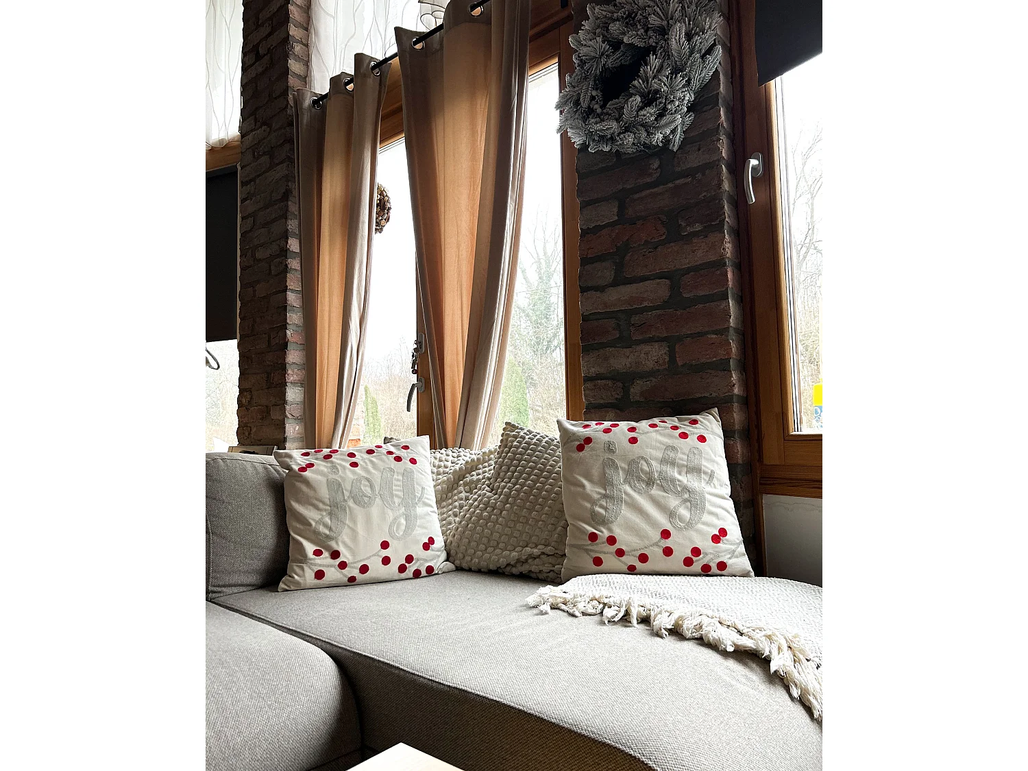 Set van 2 decoratieve kussens PRALINE Fluweel 45 x 45 cm Wit Kerst patroon