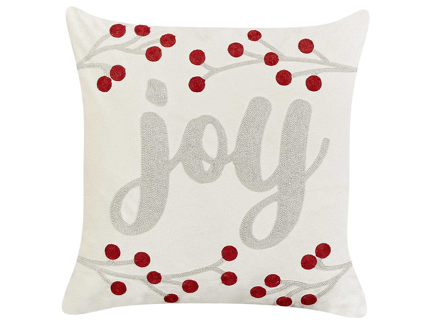 Lot de 2 coussins décoratifs PRALINE Velours 45 x 45 cm Blanc Motif de Noël