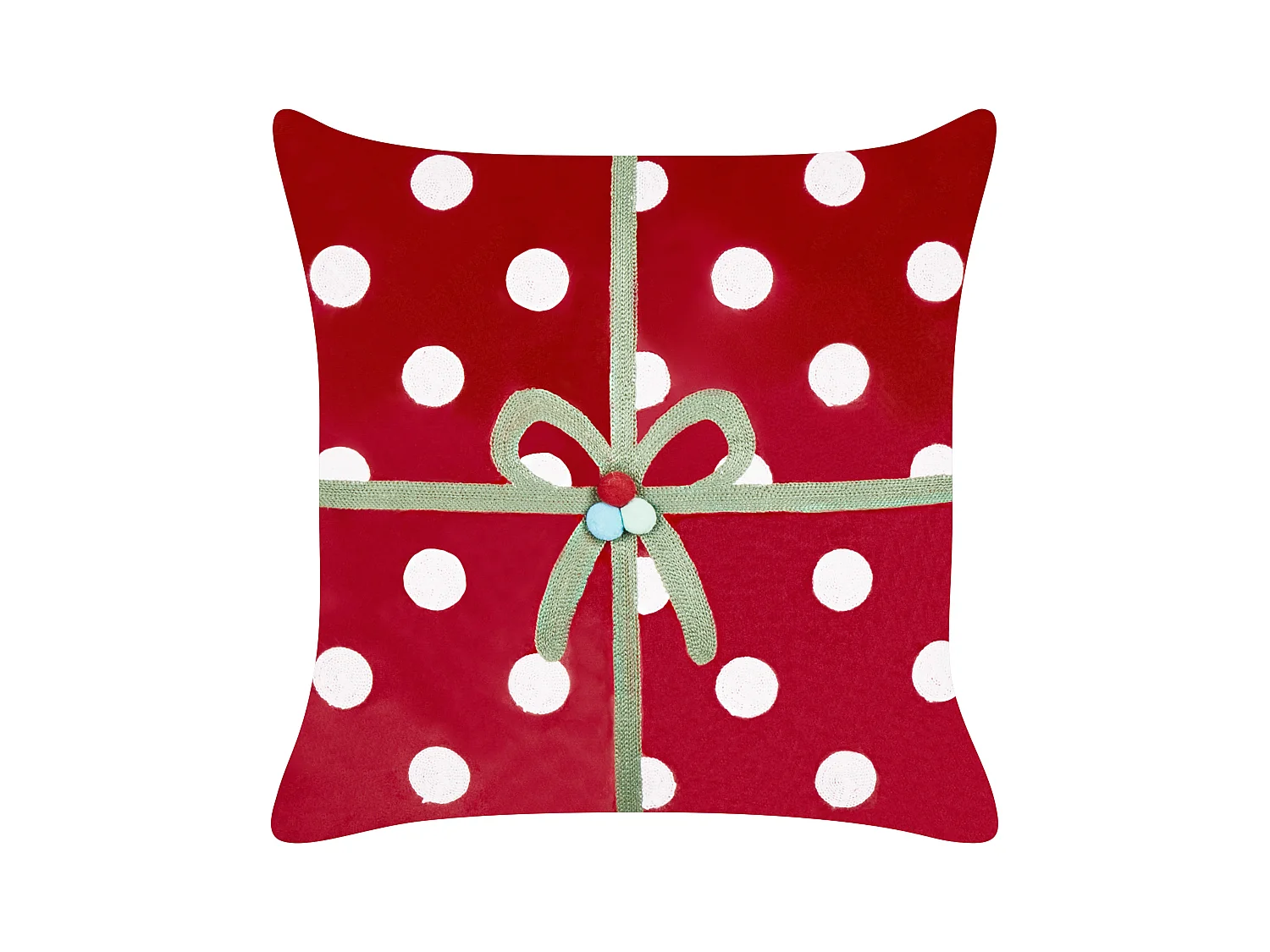 Dekokissen 2er Set Samt rot mit Weihnachtsmotiv Geschenk-Optik 45x45 cm Gumdrop