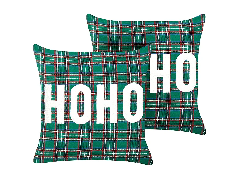Set van 2 decoratieve kussens JOYCANDY 45 x 45 cm Groen Kerst patroon