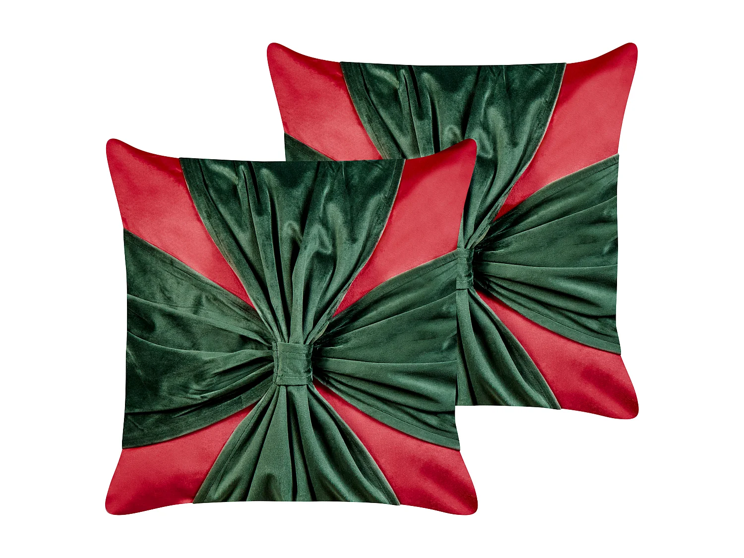 Set van 2 decoratieve kussens MARSHMALLOW Fluweel 45 x 45 cm Rood Kerst patroon