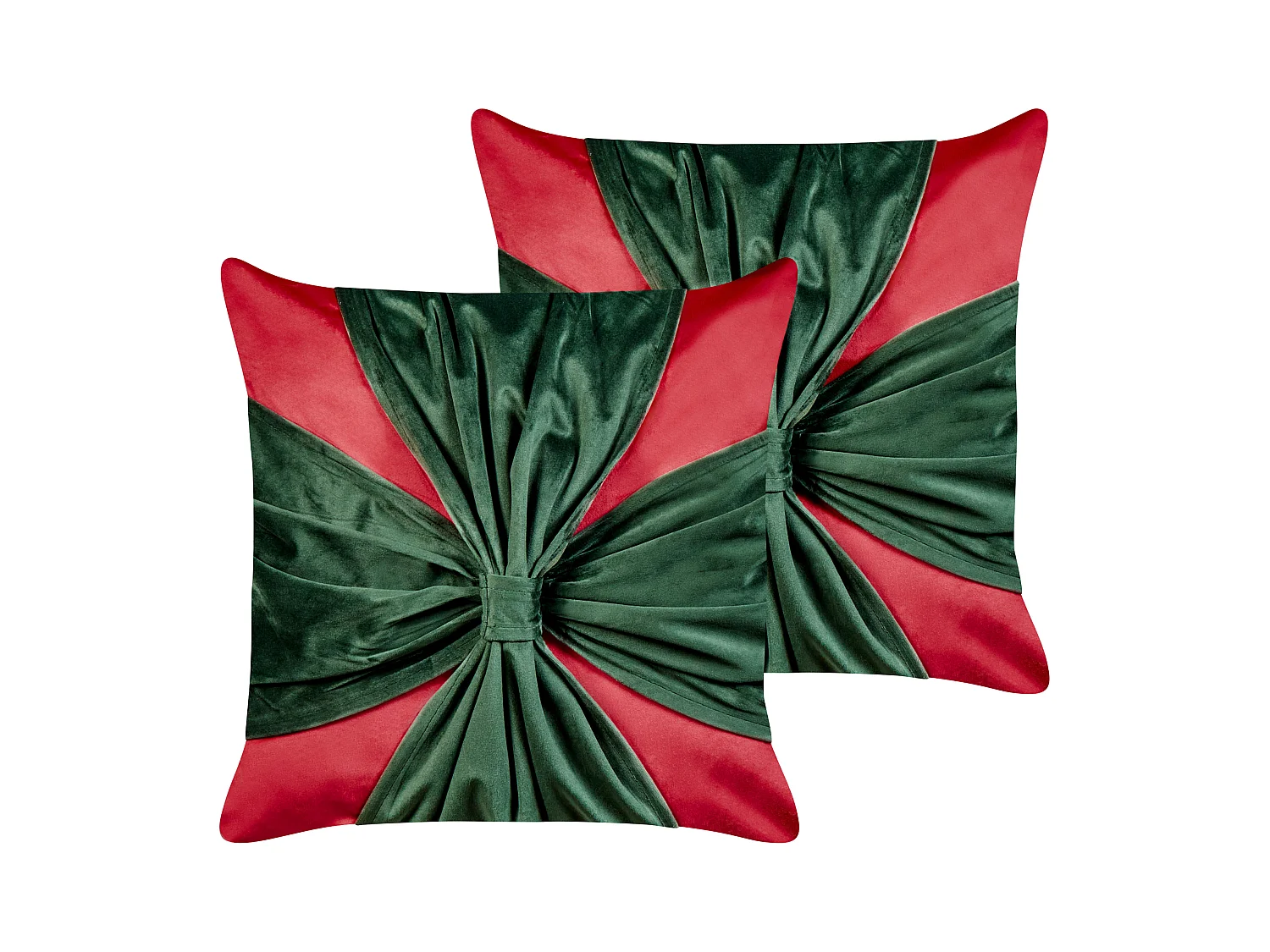 Lot de 2 coussins décoratifs MARSHMALLOW Velours 45 x 45 cm Rouge Motif de Noël