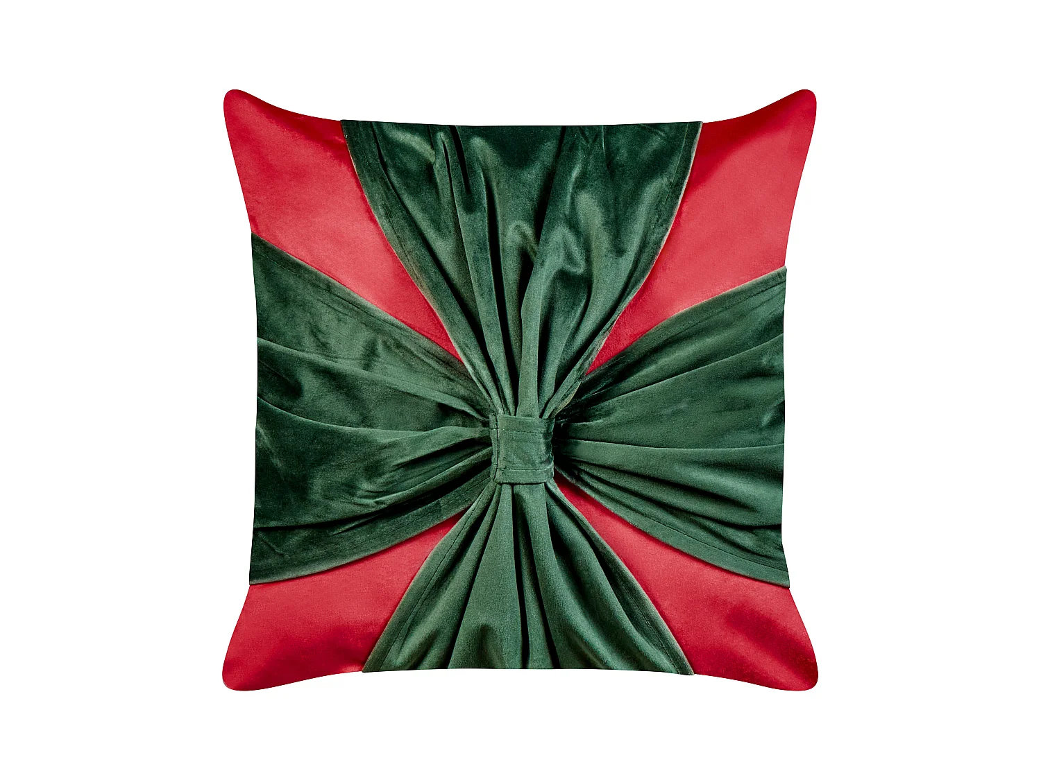 Kissen 2er Set Samt rot/grün Weihnachtsmotiv Geschenk-Optik 45x45 cm Marshmallow