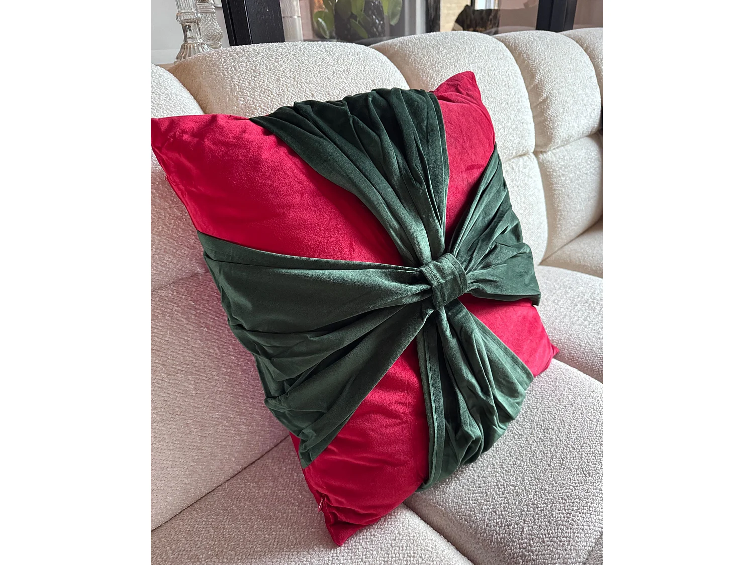 Lot de 2 coussins décoratifs MARSHMALLOW Velours 45 x 45 cm Rouge Motif de Noël