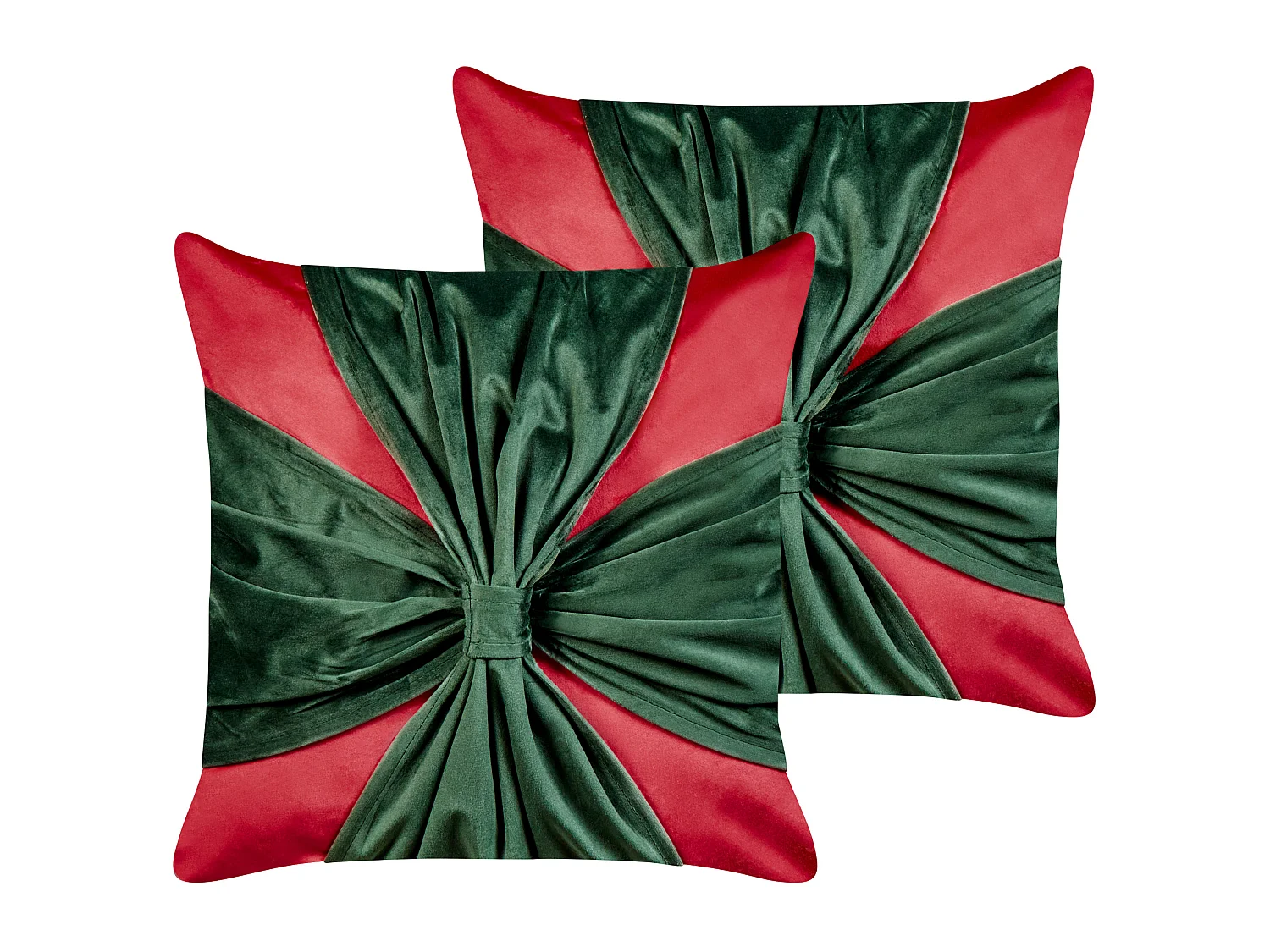 Lot de 2 coussins décoratifs MARSHMALLOW Velours 45 x 45 cm Rouge Motif de Noël