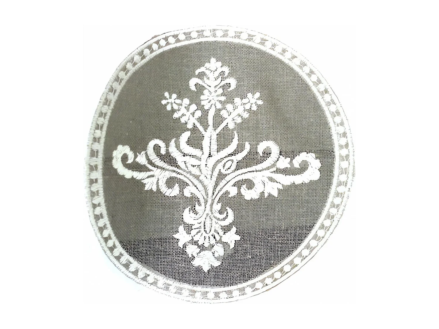 Rideau brodé lin à oeillets 'ANT ROND'