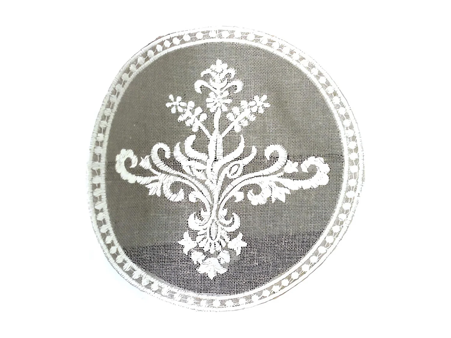 Rideau brodé lin à oeillets 'ANT ROND'