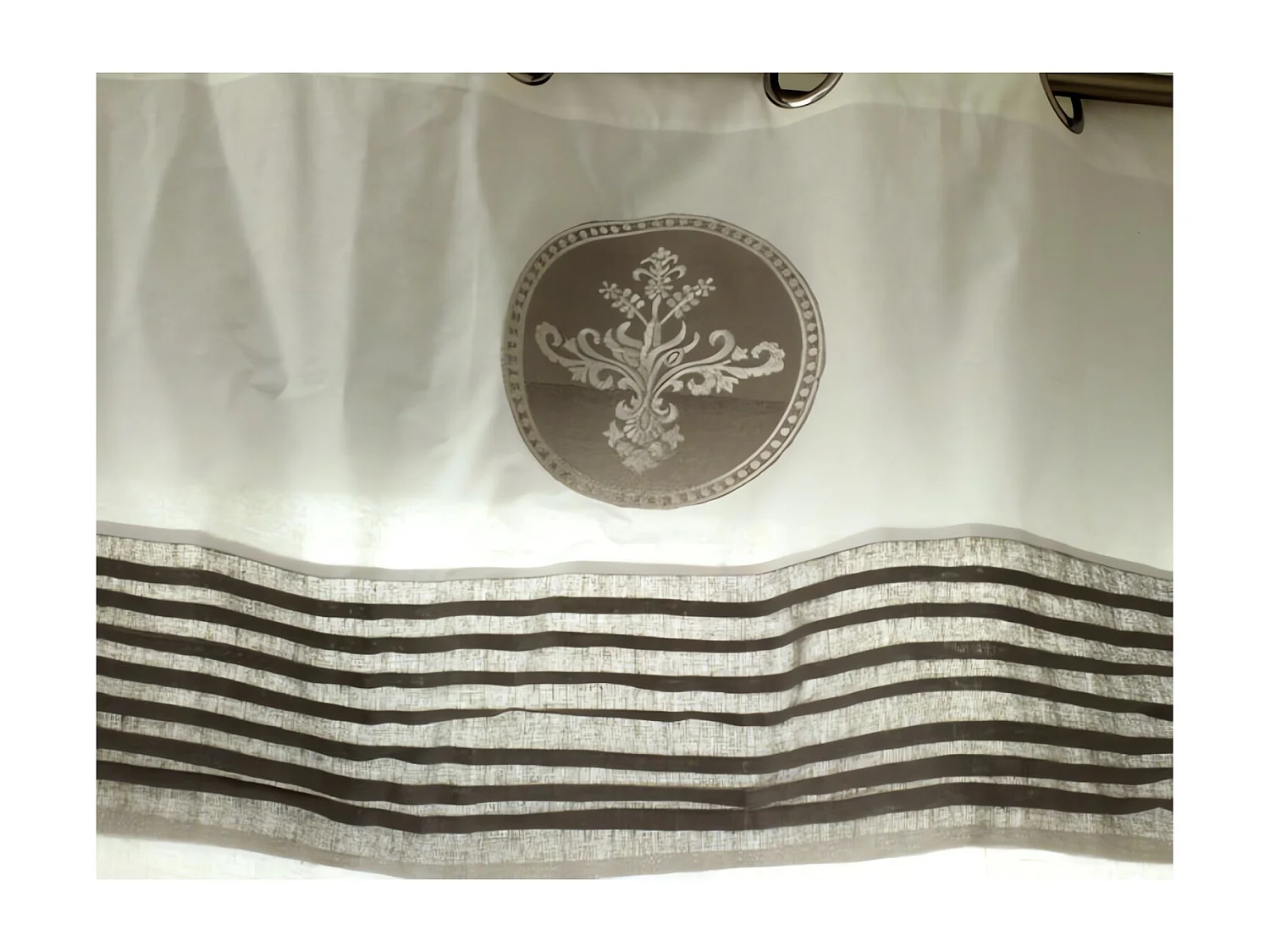 Rideau brodé lin à oeillets 'ANT ROND'