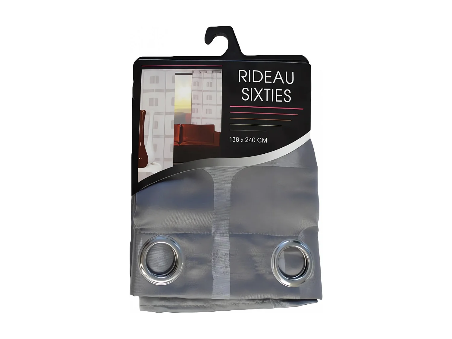 Rideau oeillets SIXTIES anthracite 140x240 cm