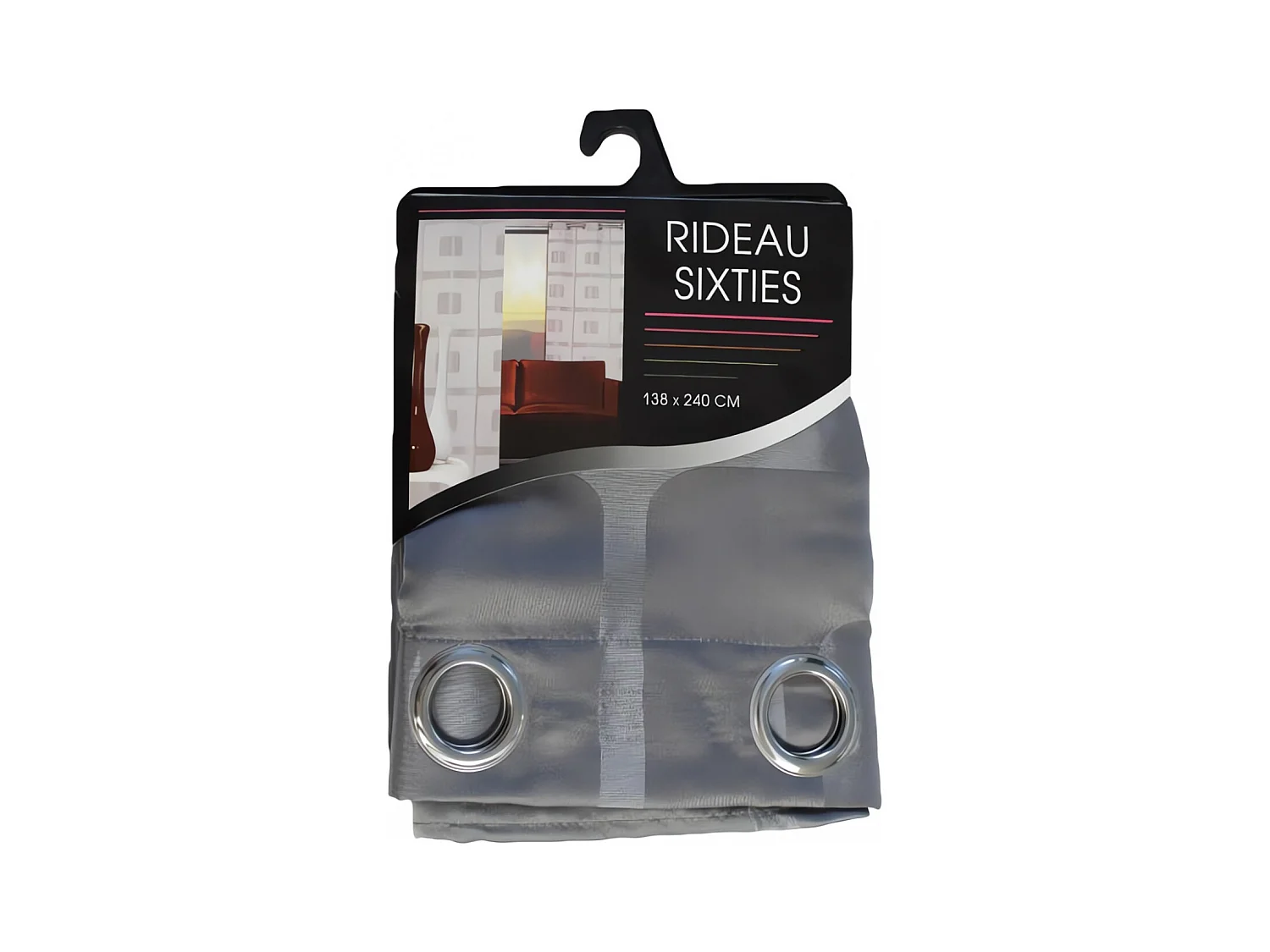 Rideau oeillets SIXTIES anthracite 140x240 cm