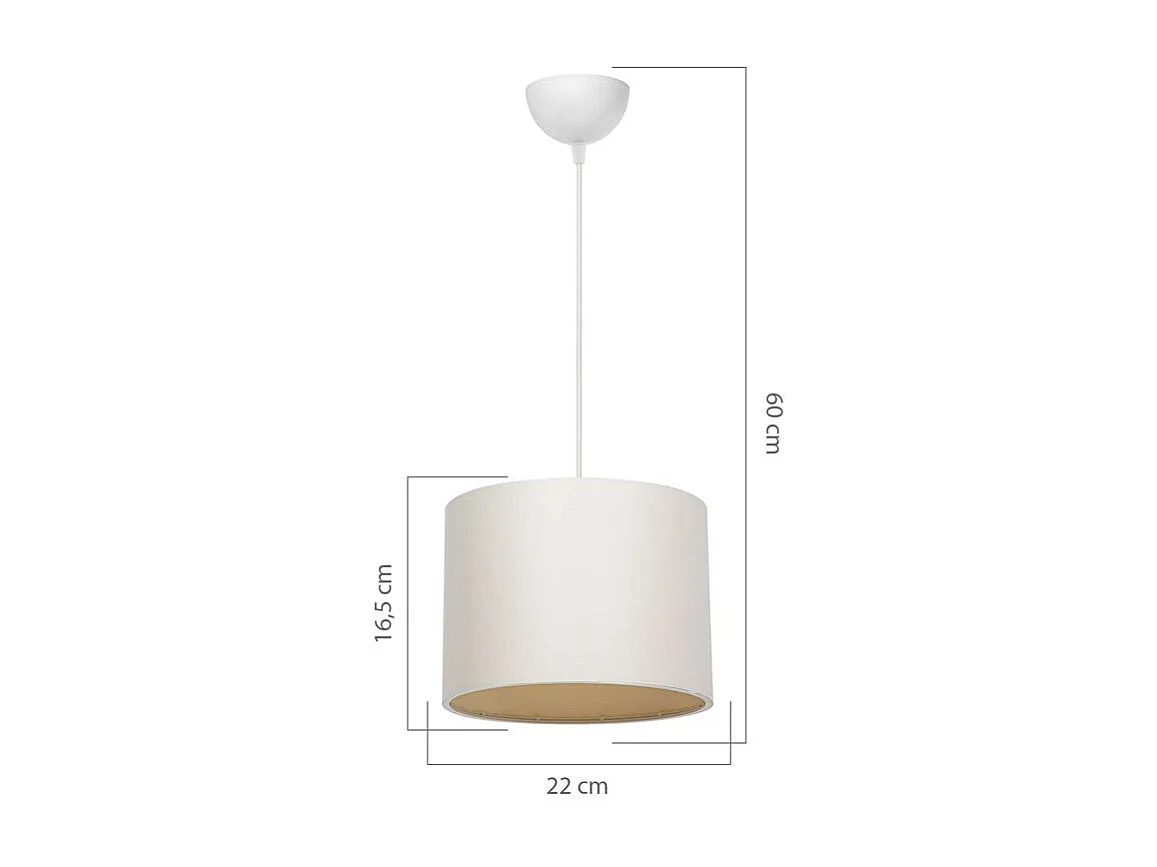 suspension luminaire plafonnier pε27 blanc crème d22x60cm