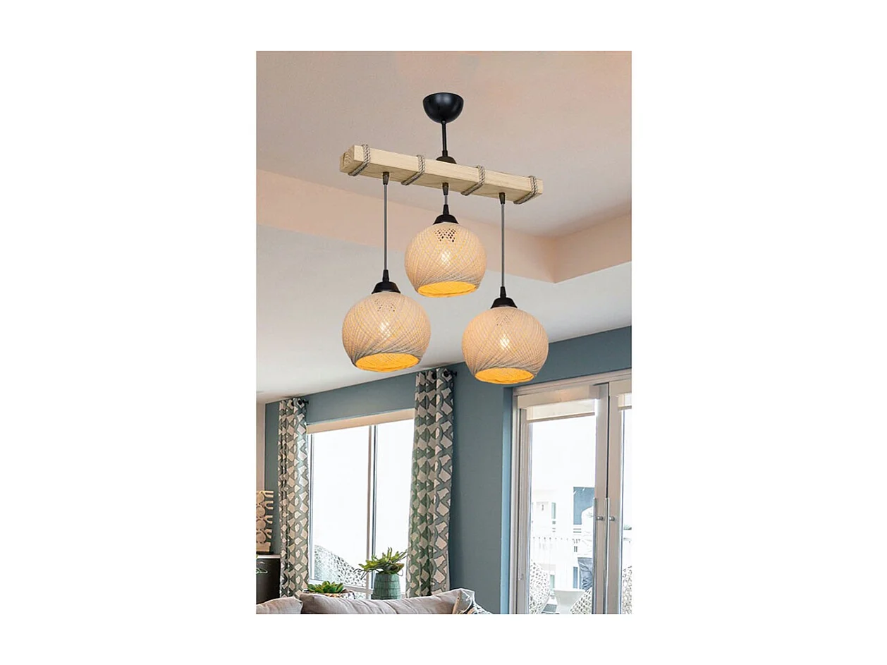 suspension luminaire plafonnier fiona ε27 crème-naturel 50x20x63cm