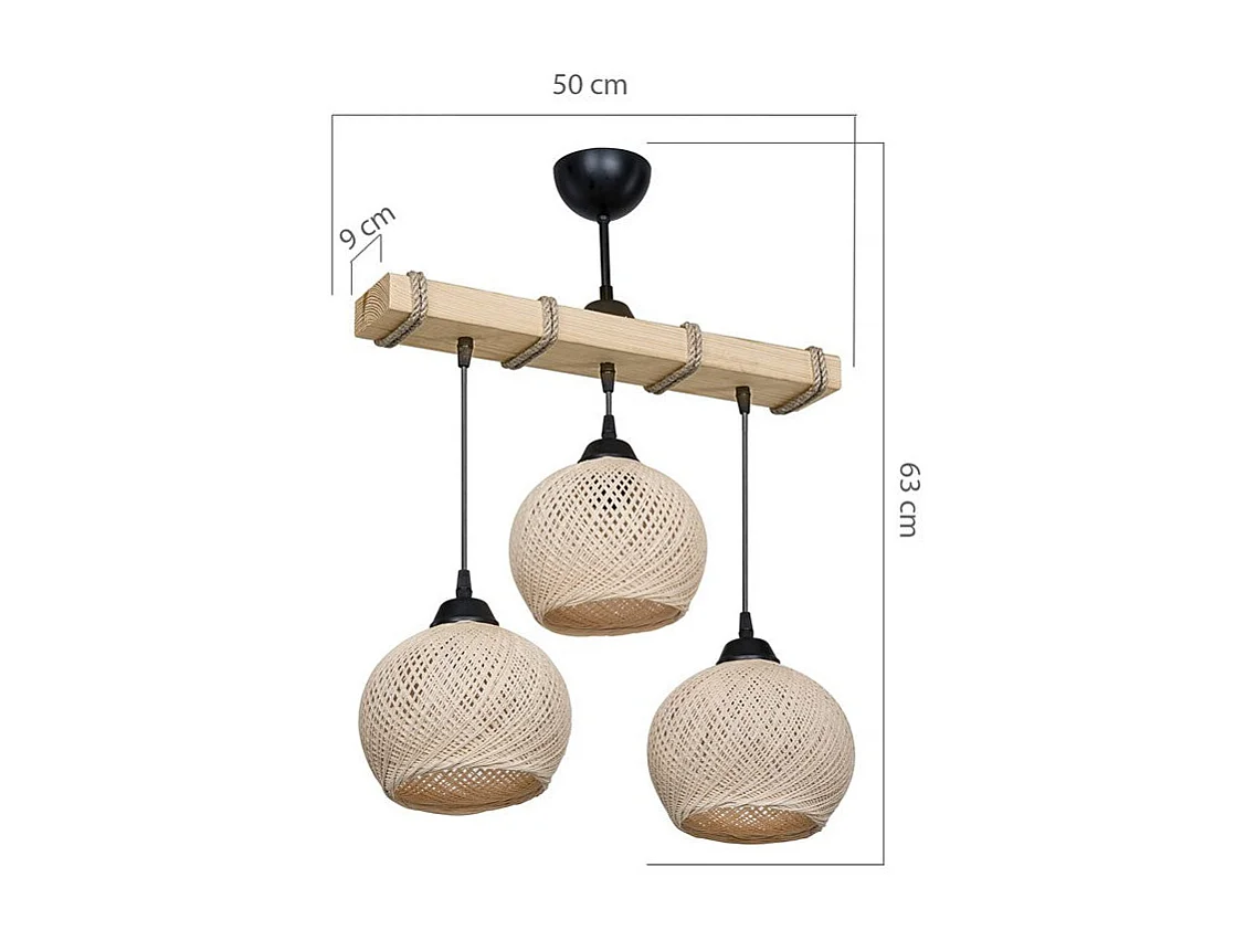 suspension luminaire plafonnier fiona ε27 crème-naturel 50x20x63cm