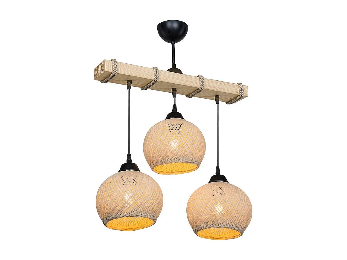 Hanglamp Fiona E27 Crème Naturel 50x20x63 cm Met Metaal En Natuurhout