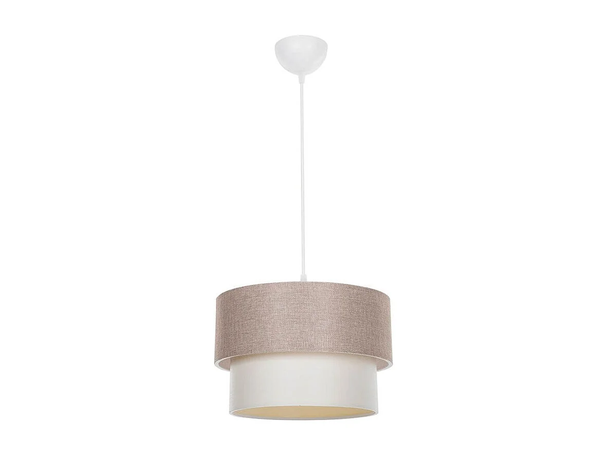 Lampadario Sospensione E27 Beige D30x72 Cm In Tessuto PVC