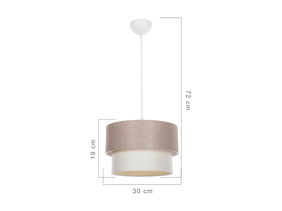 Lampadario Sospensione E27 Beige D30x72 Cm In Tessuto PVC
