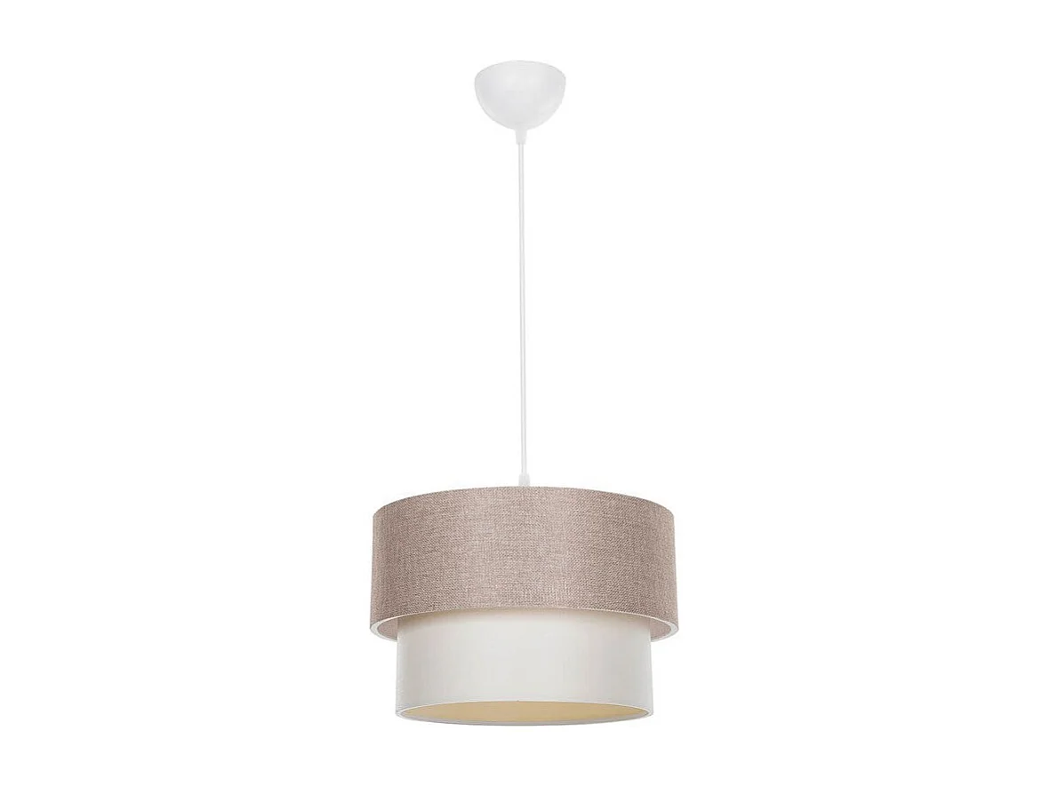 Lampadario Sospensione E27 Beige D30x72 Cm In Tessuto PVC