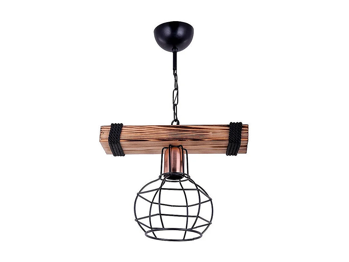 Suspension luminaire Plafonnier  E27 noyer-noir 28,5x15x50cm