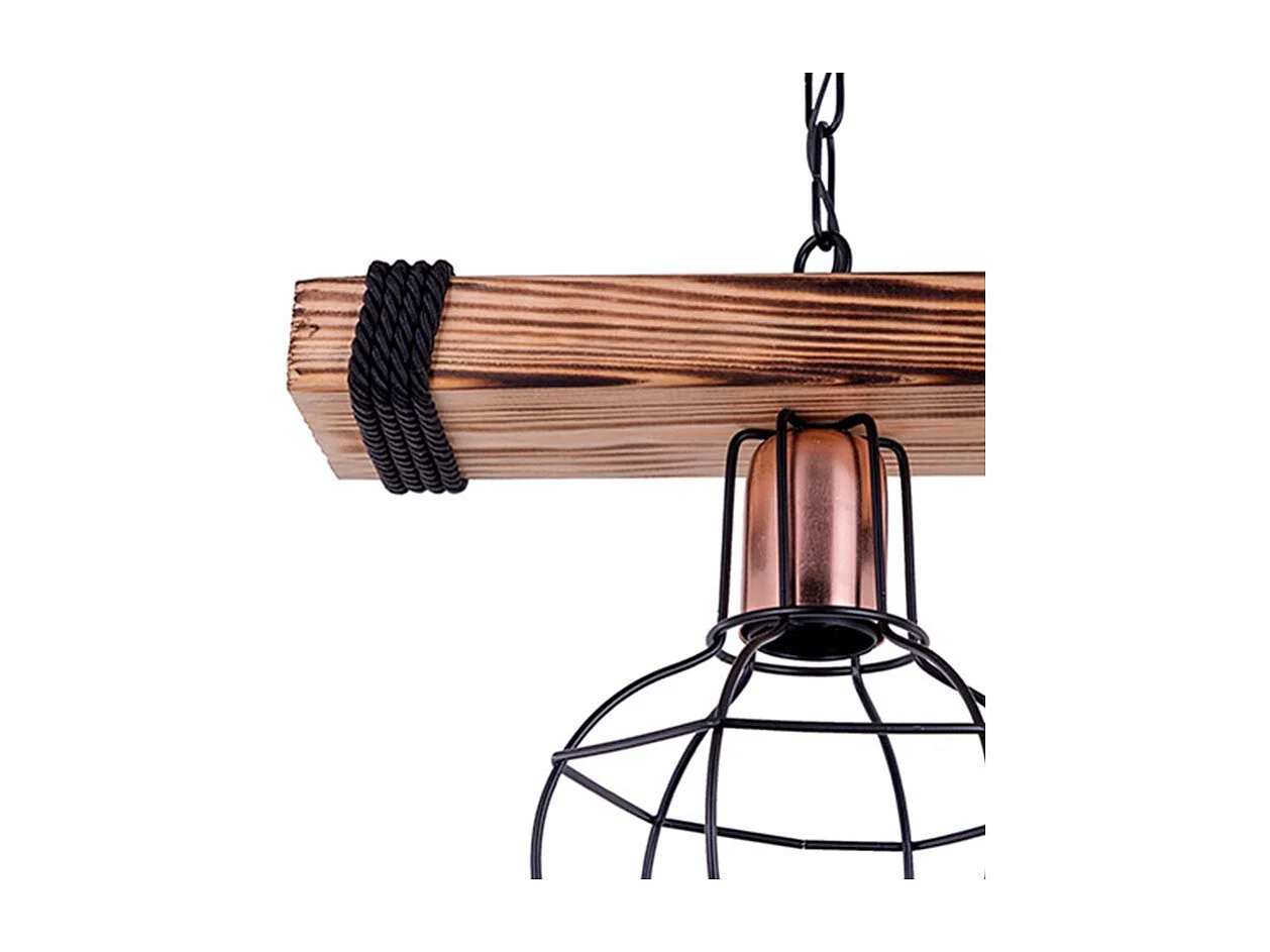 Suspension luminaire Plafonnier  E27 noyer-noir 28,5x15x50cm