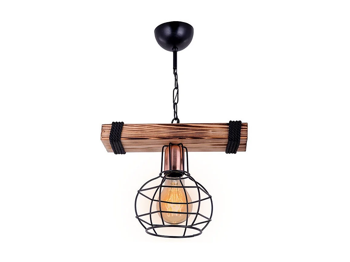Suspension luminaire Plafonnier  E27 noyer-noir 28,5x15x50cm