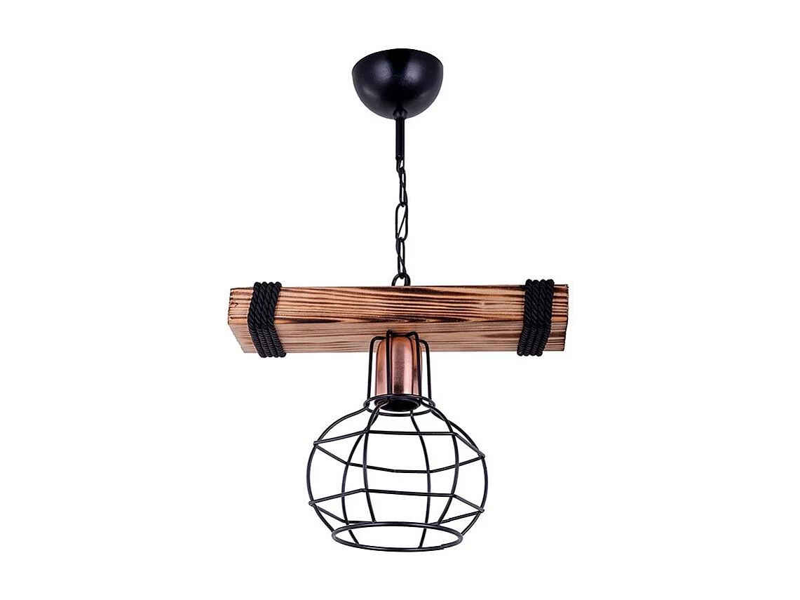 Suspension luminaire Plafonnier  E27 noyer-noir 28,5x15x50cm
