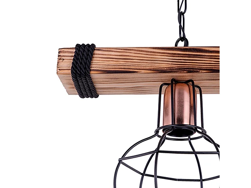 Suspension luminaire Plafonnier  E27 noyer-noir 28,5x15x50cm