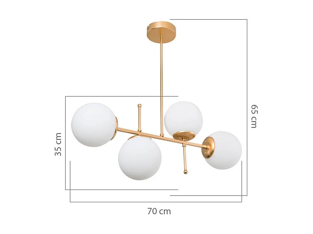 suspension luminaire plafonnier  ε27 doré 70x20x65cm