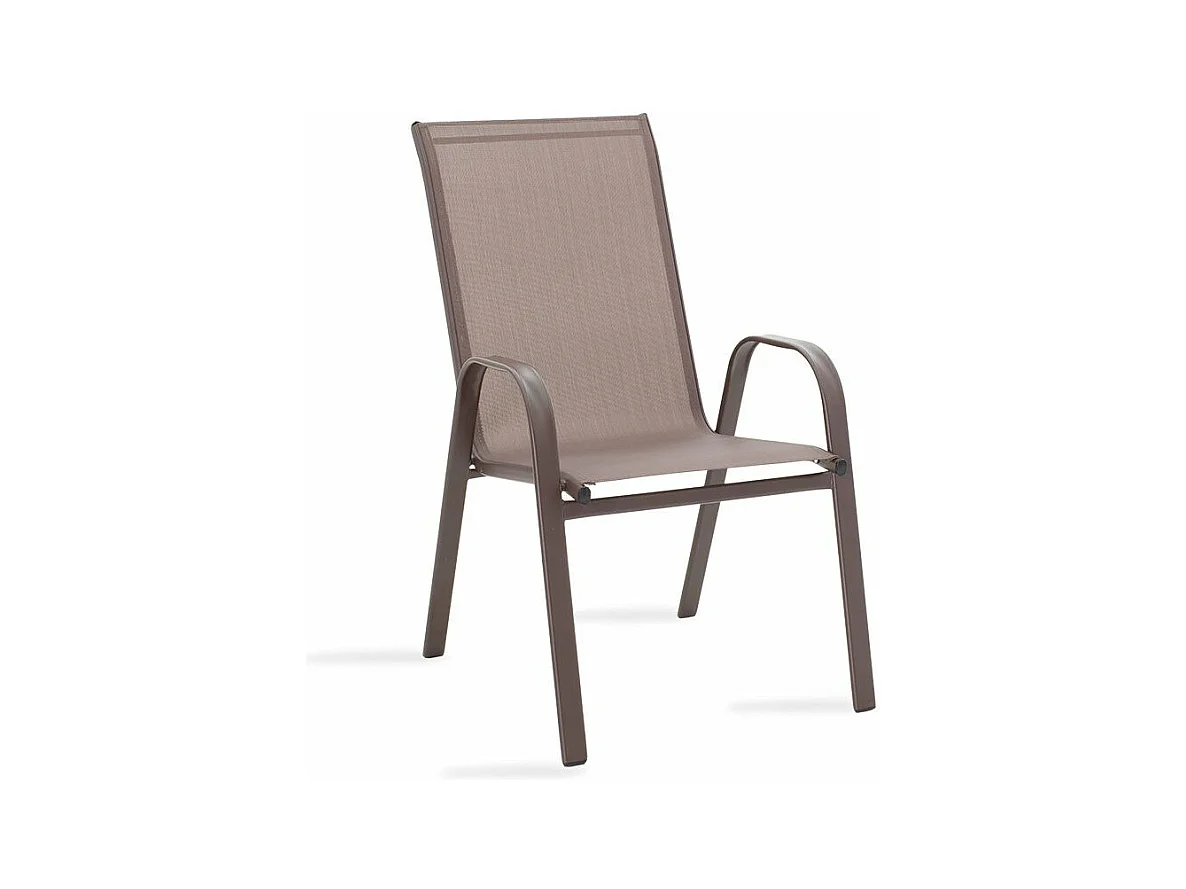 Chaise de jardin Calan métal marron foncé-textilène marron