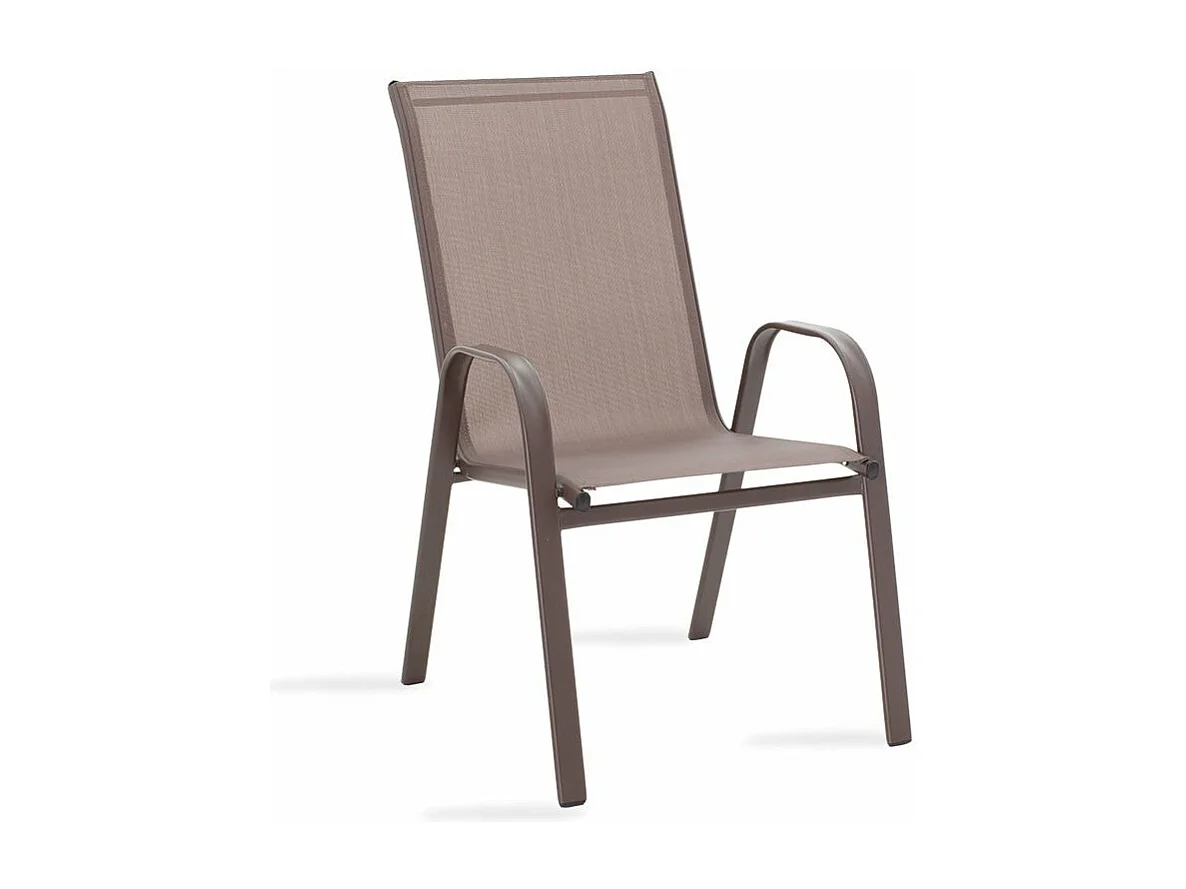 Chaise de jardin Calan métal marron foncé-textilène marron
