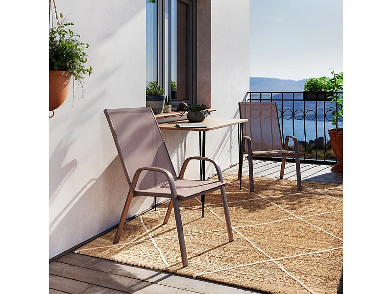 Chaise de jardin Calan métal marron foncé-textilène marron