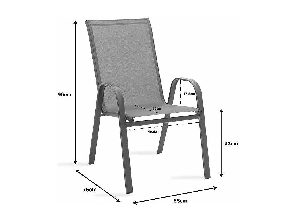 Chaise de jardin Calan métal marron foncé-textilène marron