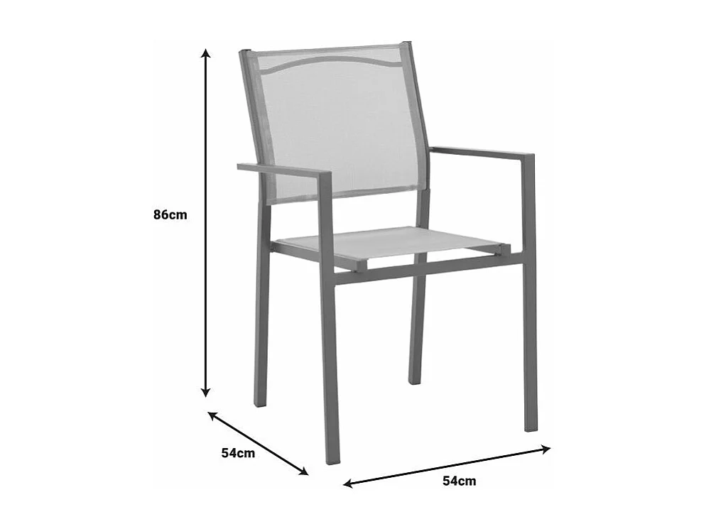 Chaise de jardin anthracite textilène gris 54x54x86 cm