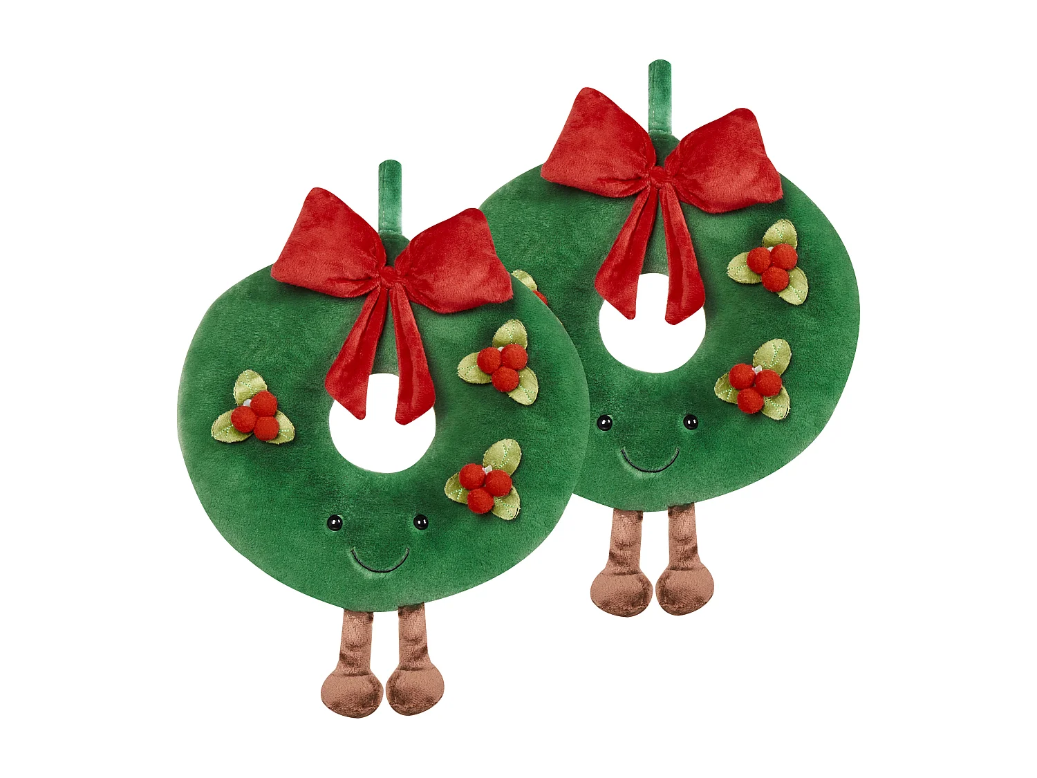 Dekokissen 2er Set grün Weihnachtsmotiv Weihnachtskranz rund ⌀ 45 cm Bonbon