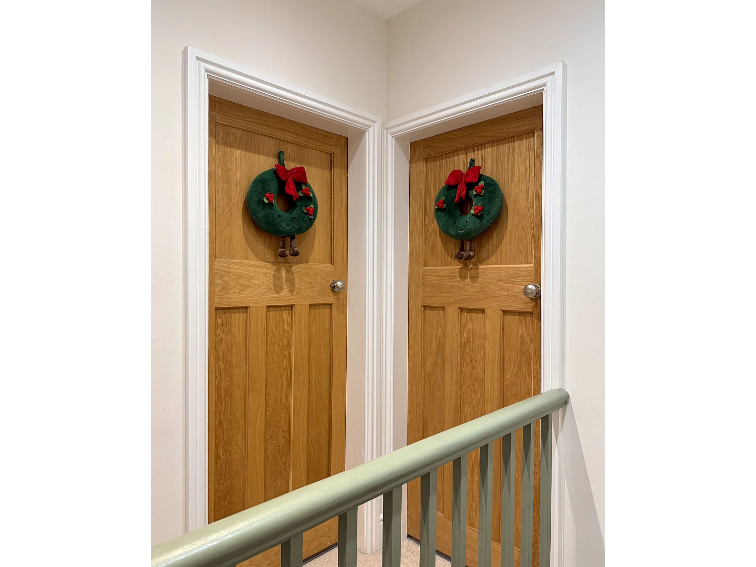 Lot de 2 coussins motif Noël ⌀ 45 cm vert BONBON