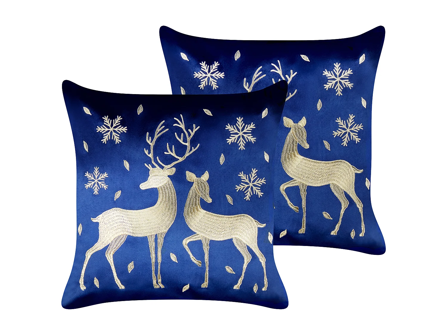 Set van 2 decoratieve kussens MERINGUE Fluweel 45 x 45 cm Donkerblauw Kerst patroon