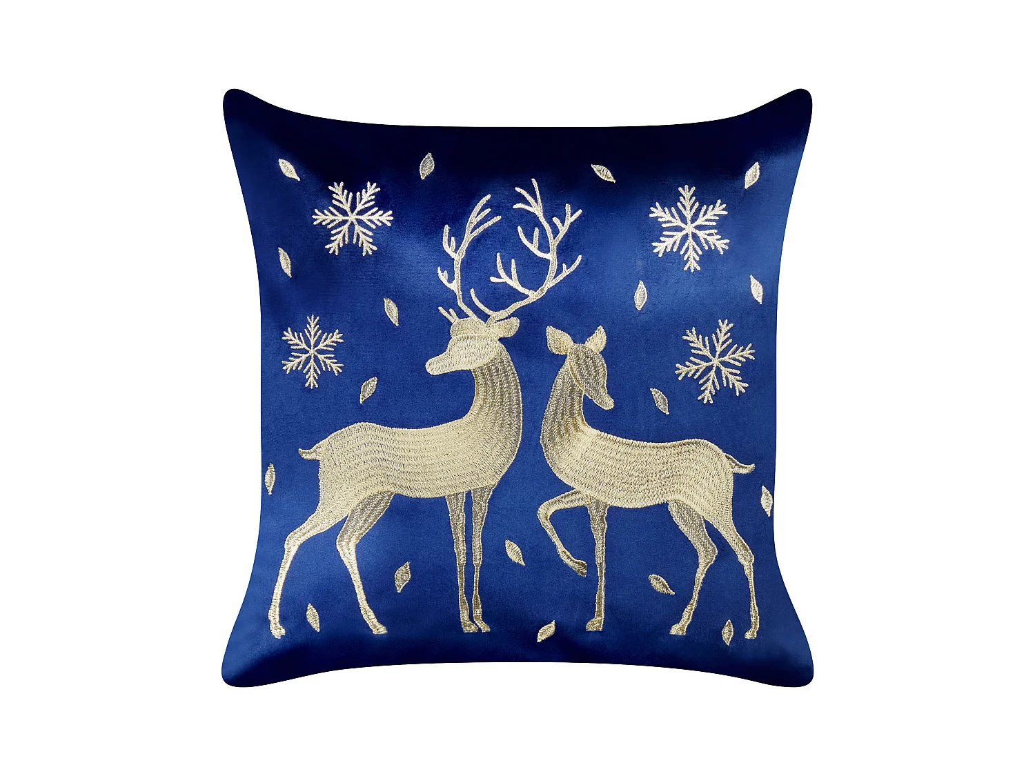 Lot de 2 coussins décoratifs MERINGUE Velours 45 x 45 cm Bleu foncé Motif de Noël