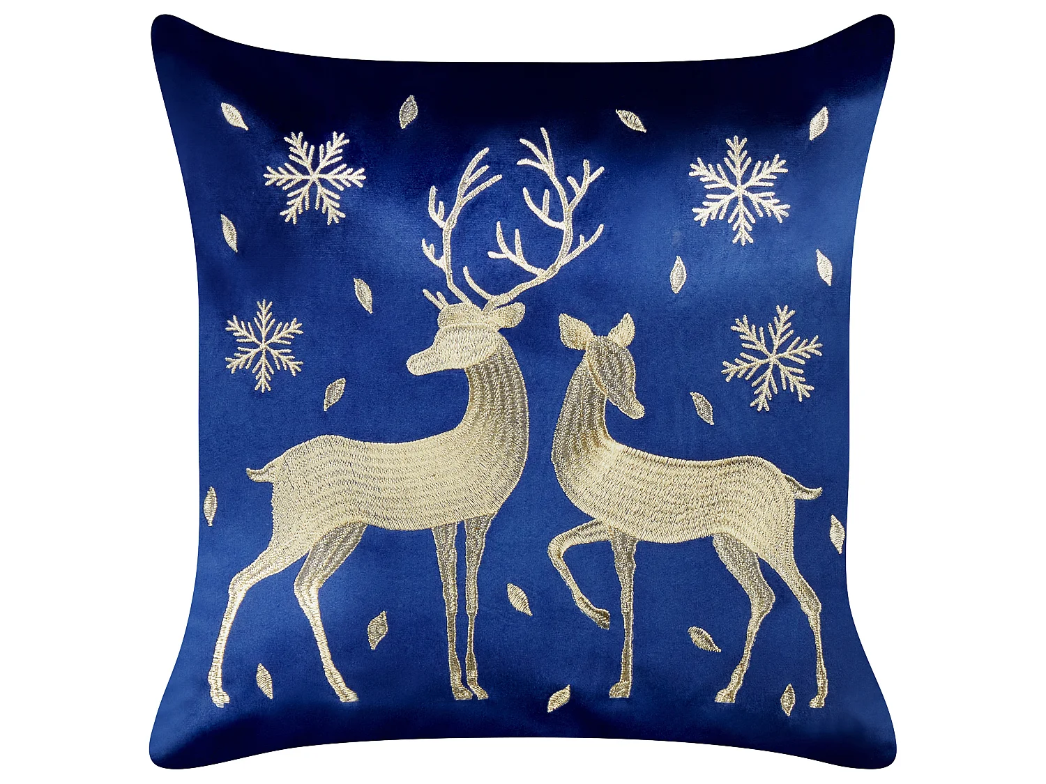 Lot de 2 coussins décoratifs MERINGUE Velours 45 x 45 cm Bleu foncé Motif de Noël