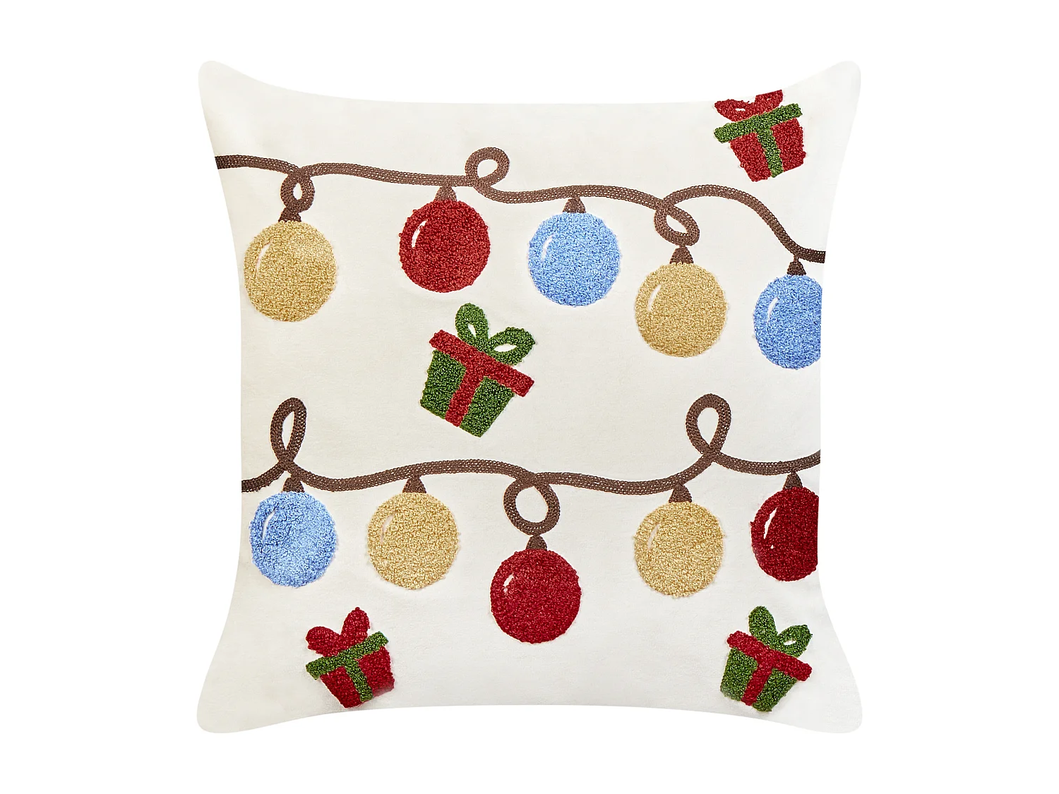 Set van 2 decoratieve kussens PALMIER Fluweel 45 x 45 cm Gebroken wit Kerst patroon