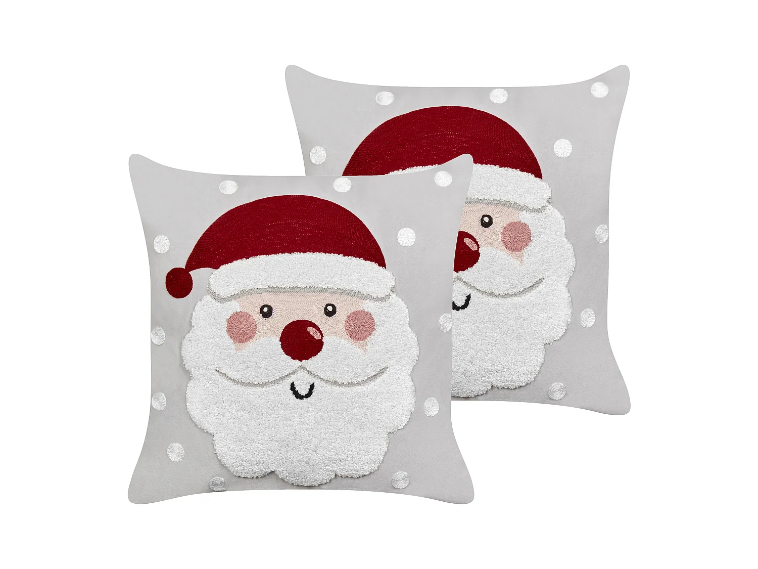 Dekokissen 2er Set Samt grau Weihnachtsmotiv Weihnachtsmann 45x45 cm Sweetener