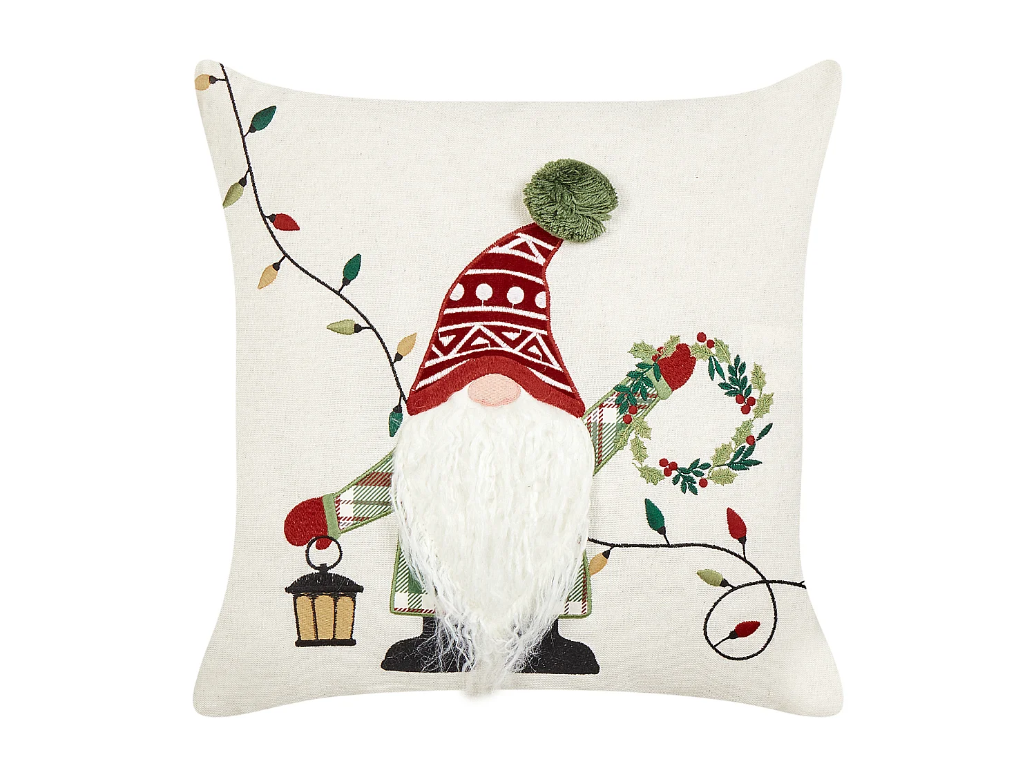 Conjunto de 2 cojines decorativos GNOME Algodón 45 x 45 cm Blanco Patrón navideño